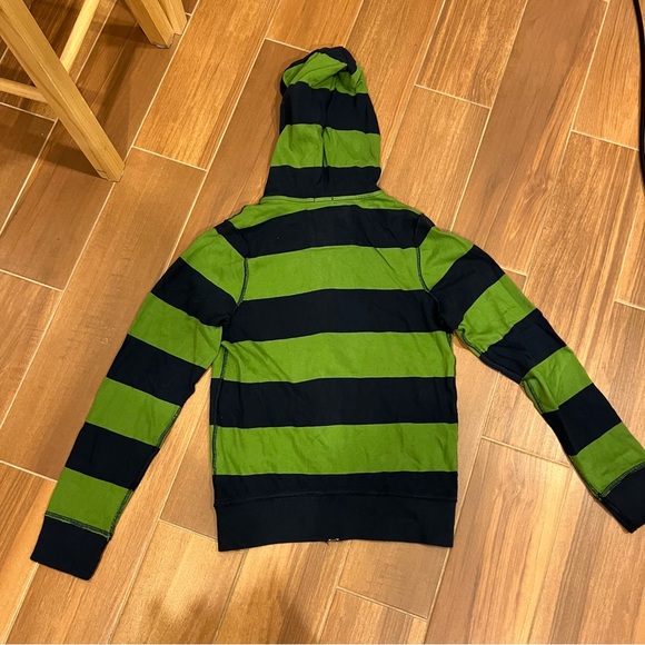 NWOT Abercrombie kids green stripe zip up hoodie size XL - Picture 5 of 5